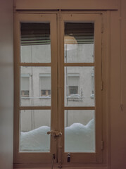Snow mound on a window sill