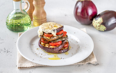 Grilled slices of eggplant