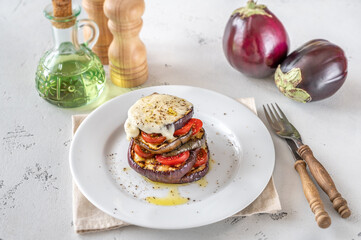 Grilled slices of eggplant