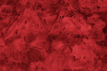 Red ink and watercolor texture on white paper background. Paint leaks and decalcomania effects. Hand-painted gouache abstract image. Mess on the canvas.