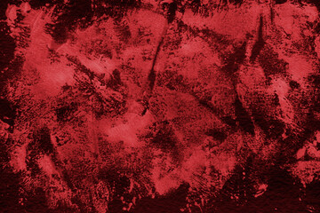 Red ink and watercolor texture on white paper background. Paint leaks and decalcomania effects. Hand-painted gouache abstract image. Mess on the canvas.