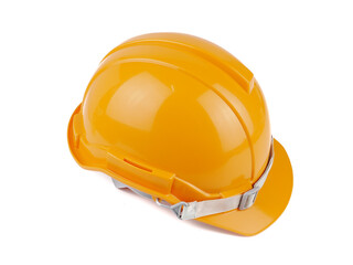 Fototapeta premium plastic orange safety helmet or Construction hard hat concept safety project of workmen as engineer,isolated on white background