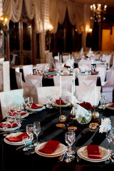 decoration of tables with burning candles