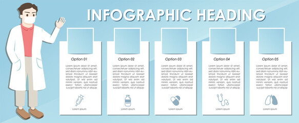 Infographic Template with medical icon and doctor describing data