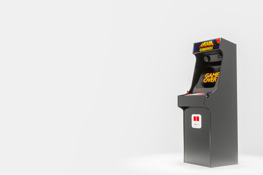 Old Retro Arcade Video Game Cabinet, 3D Illustration
