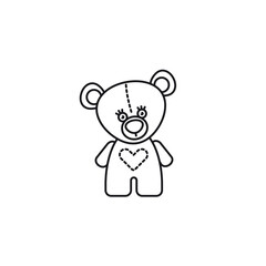Cute teddy bear toy  line icon vector for Teddybear Day on September 9