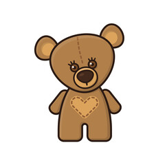 Cute teddy bear isolated vector illustration for Teddybear Day on September 9