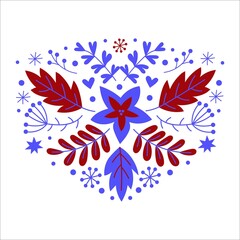 Vector composition of flowers. Folk art.