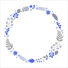 Vector frame of flowers on a white background.