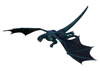 3D Rendering Fairy Tale Dragon on White