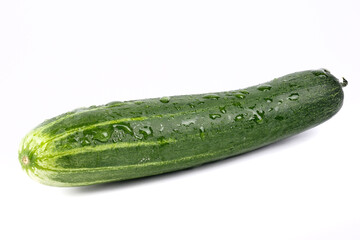 Fresh cucumber, chopped cucumber, salad ingredient,isolated on white background.