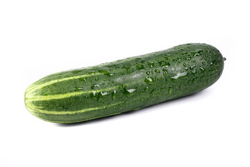 Fresh cucumber, chopped cucumber, salad ingredient,isolated on white background.