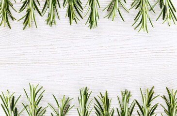 Fresh rosemary - food border, frame.  Space for text.