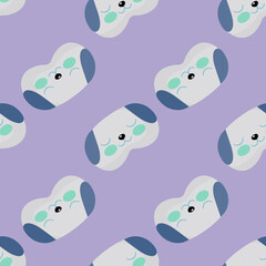 Fototapeta premium Dog blue color geometric seamless pattern on purple background. Children graphic design element for different purposes.