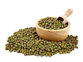 raw mung bean or green bean isolated on white background