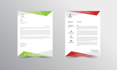 Naklejka na ściany i meble Red and green Modern Business Letterhead Design Template, Abtract Letterhead Design, Letterhead Template, - vector