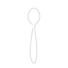 Spoon one line draw on white background, vector illustration