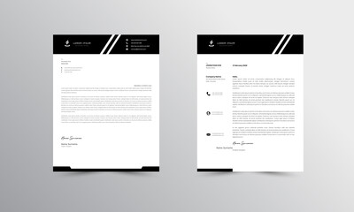 Obraz premium Modern Business Letterhead Design Template, black Abtract Letterhead Design, Letterhead Template, - vector