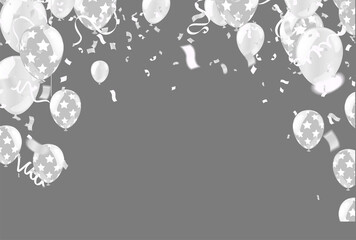 Valentines day,  women day, wedding or marriage background. Realistic heart shape balloons with golden confetti. Holiday decoration. Invitation, greeting card, birthday celebration design