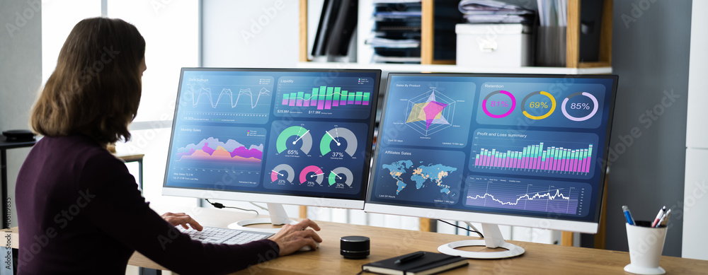 Poster kpi marketing dashboard on computer