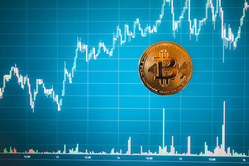 Bitcoin on front of chart