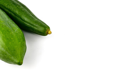 green papaya isolated on white background, ingredient Spicy green papaya salad or somtum Famous food in thailand
