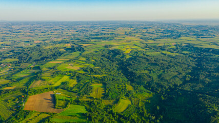 Aerial view of over green landscape