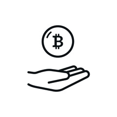 Bitcoin icon for internet money. Crypto Currency Smbol and coin image holding in a hand vector