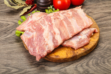 Raw pork ribs for cooking