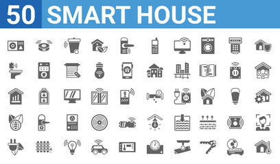 Fototapeta na wymiar set of 50 smart house web icons. filled glyph icons such as freeze,doorbell,zero emission,environmental,chart,smart toilet,robot vacuum cleaner,leak. vector illustration