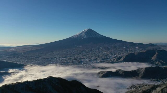 富士山　雲海　空撮　新道峠　
