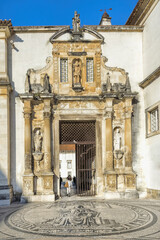 Fototapeta na wymiar Entrance door to the Law Faculty, Coimbra University, Beira Province, Portugal, Unesco World Heritage Site