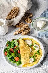 Bio eggs omelet with salad