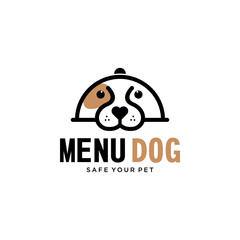 Dog Dish Menu logo design template. Modern animal icon label for store, veterinary food