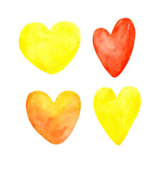 Valentines day Heart icons watercolor illustration set