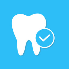 Clean teeth isolated on a blue background. Vector illustration. Logo