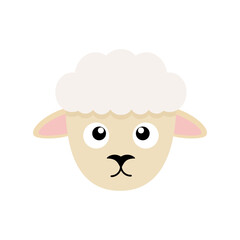 Cute sheep head. Cartoon farm animal. Vector illlustration isolated on white