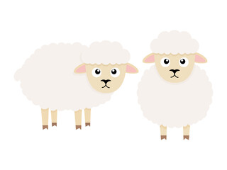 Obraz premium Cute sheep character. Cartoon farm animal. Vector illsutration isolated on white