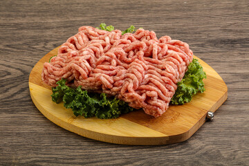 Raw pork minced meat over board