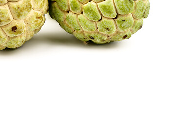 Sugar apple, custard apple, Annona, sweetsop (Cherimoya) isolate on white background. Fruit Properties Lower Cholesterol Levels concept