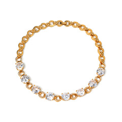 Women`s golden necklace with gemstones