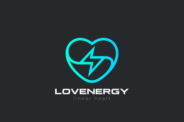 Heart Love Logo design vector template Linear Outline style.