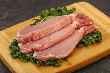 Raw pork steak for cooking