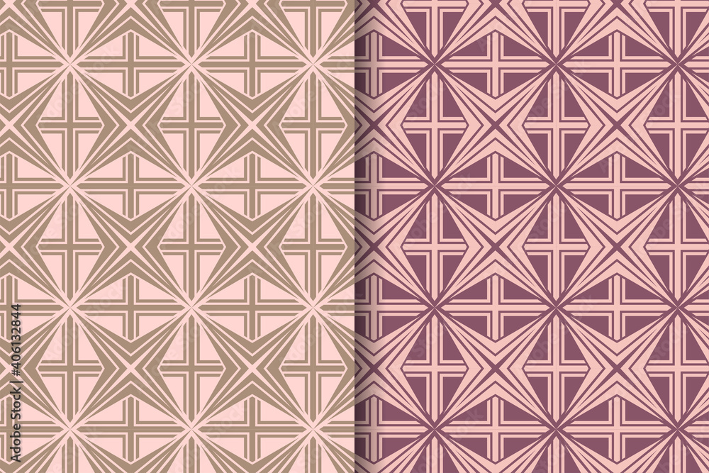Poster set of abstract seamless patterns template design. the elements of pattern are x cross and square us