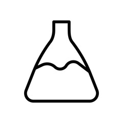 Bio lenmeyer flask symbol isolated on white background. Linear icon outline