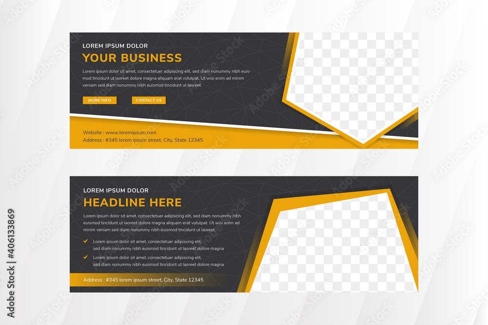 Poster set of abstract banner template design for your business use horizontal layout. combination orange a