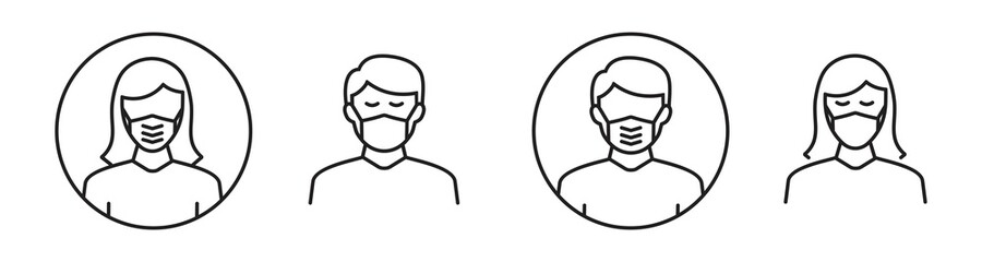 Man and Woman wear medical face protection mask. sickness protection, disease, allergies, pollution business concepts, 