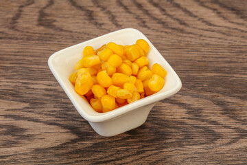 Sweet corn seeds in the bowl