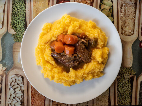 Beer stew served with potatoes mash, the perfect winter dish