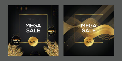 Mega sale social media template. Flash sale Web banner and stories
